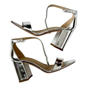 Sam Edelman Daniella Metallic Block Heel Sandals Silver 6M